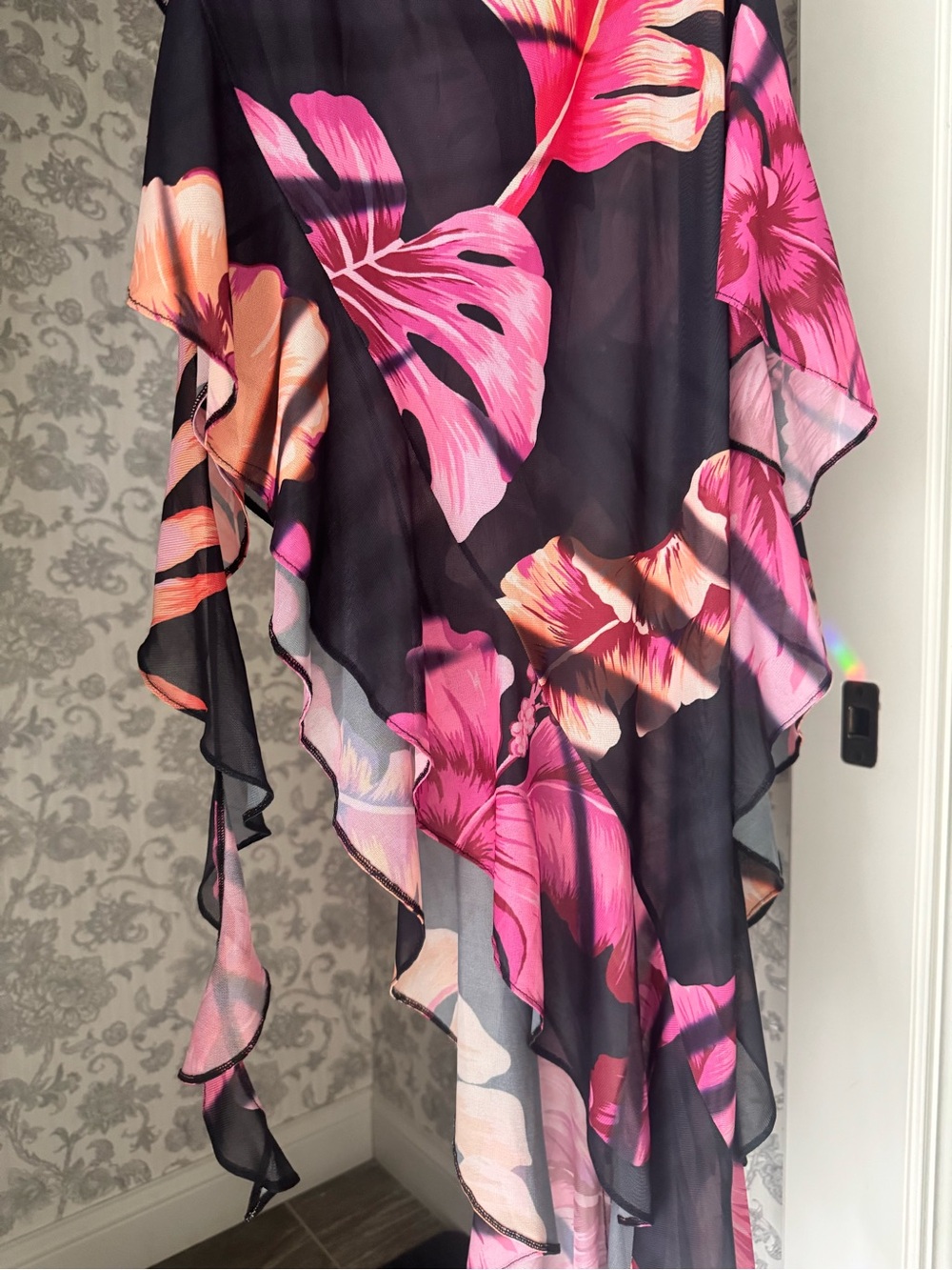 Retrofete Black Strapless Dress with Pink Floral Print - Picture 6 of 6